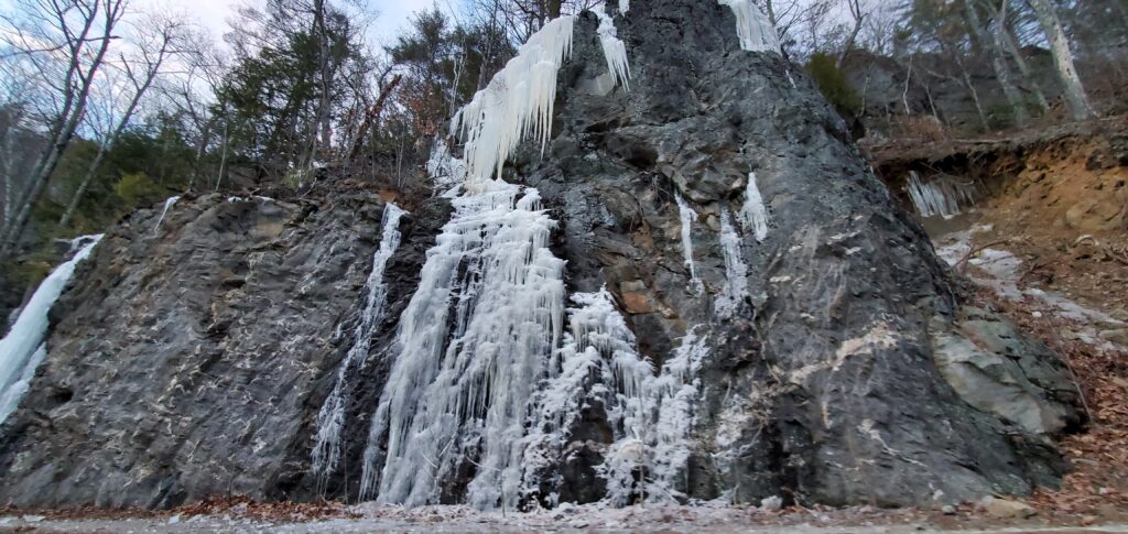 Ice cascading over rocks